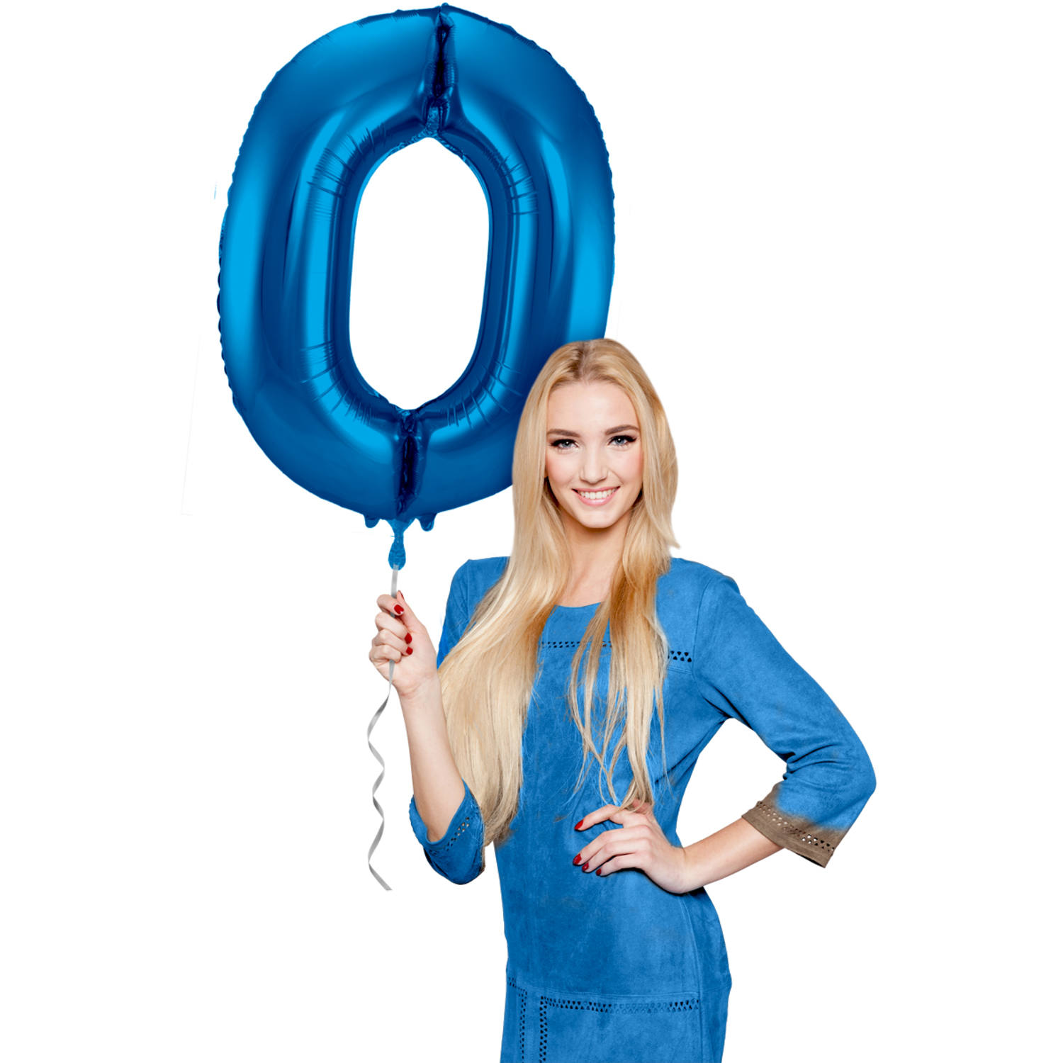 Foil Balloon Number 0 - Blue - 86 cm