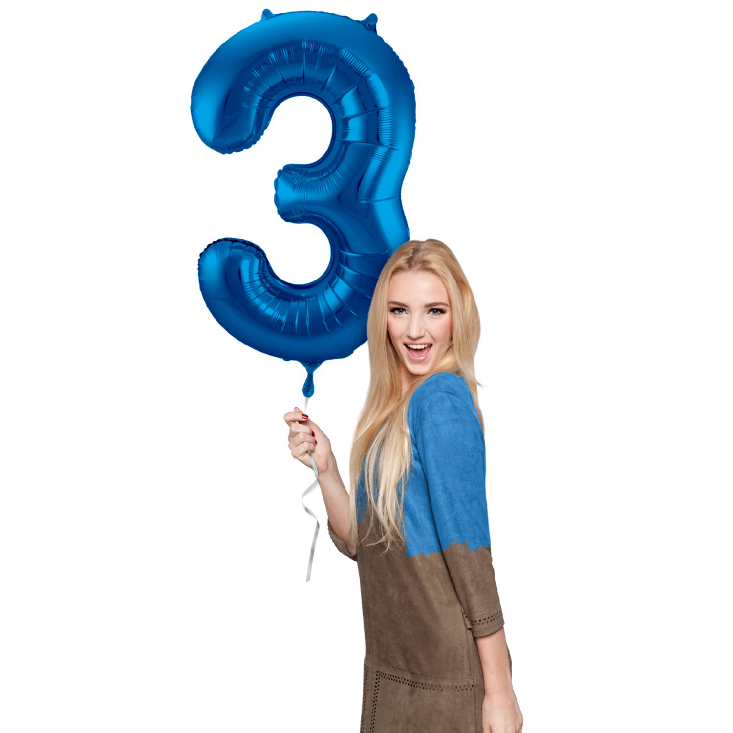 Foil Balloon Number 3 - Blue - 86 cm