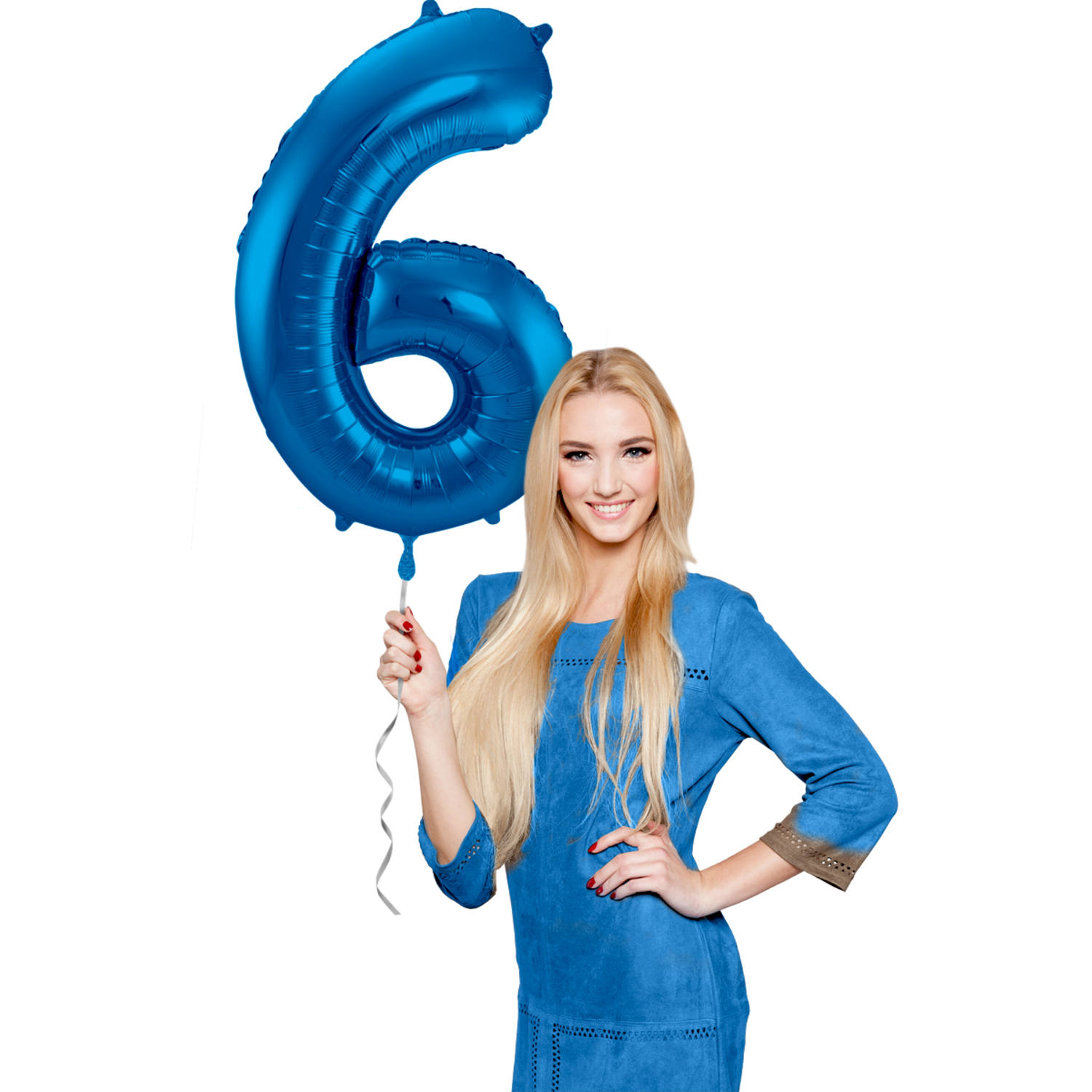 Foil Balloon Number 6 - Blue - 86 cm