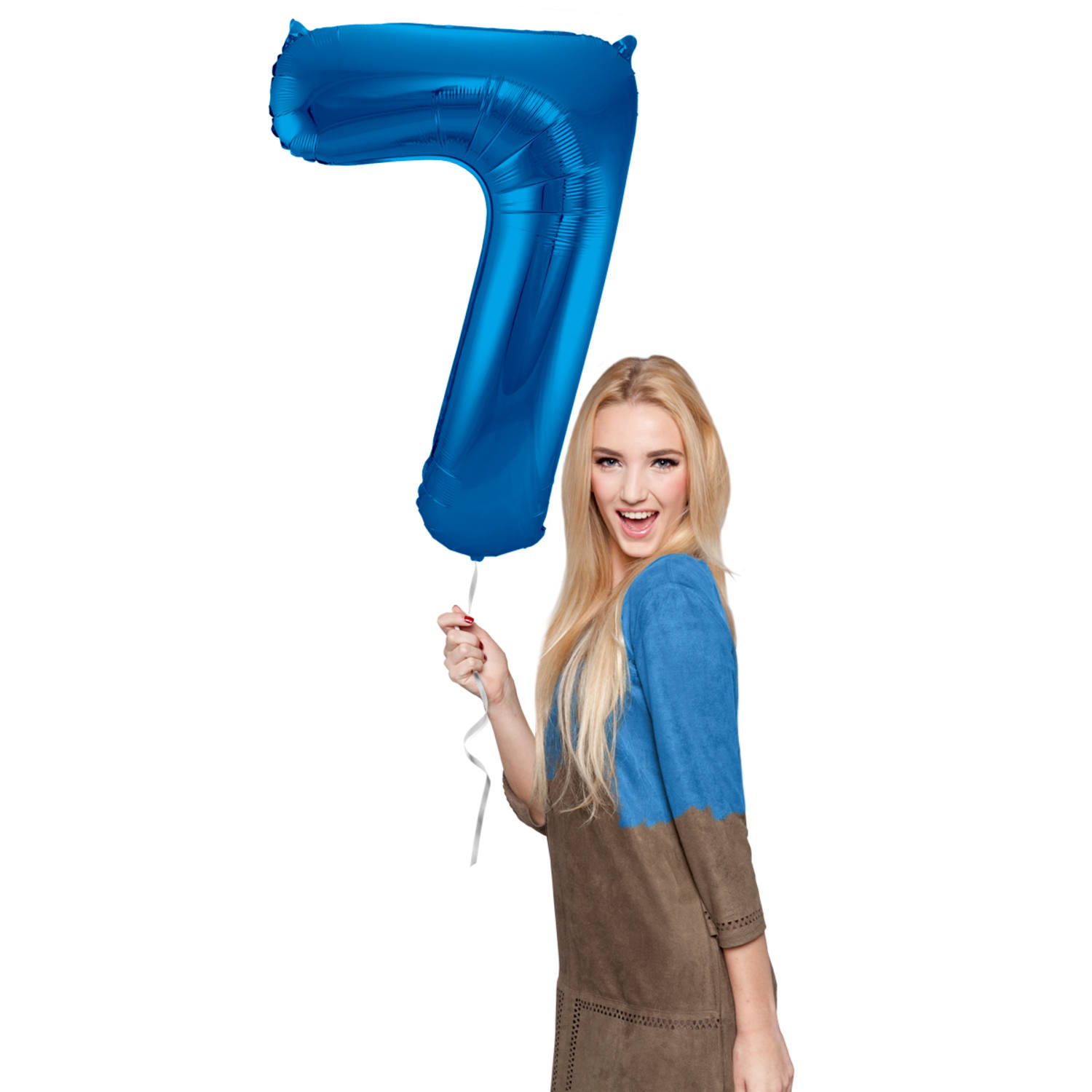 Foil Balloon Number 7 - Blue - 86 cm