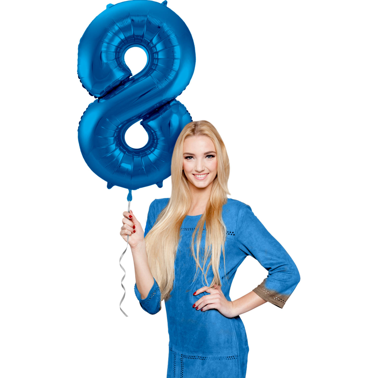 Foil Balloon Number 8 - Blue - 86 cm