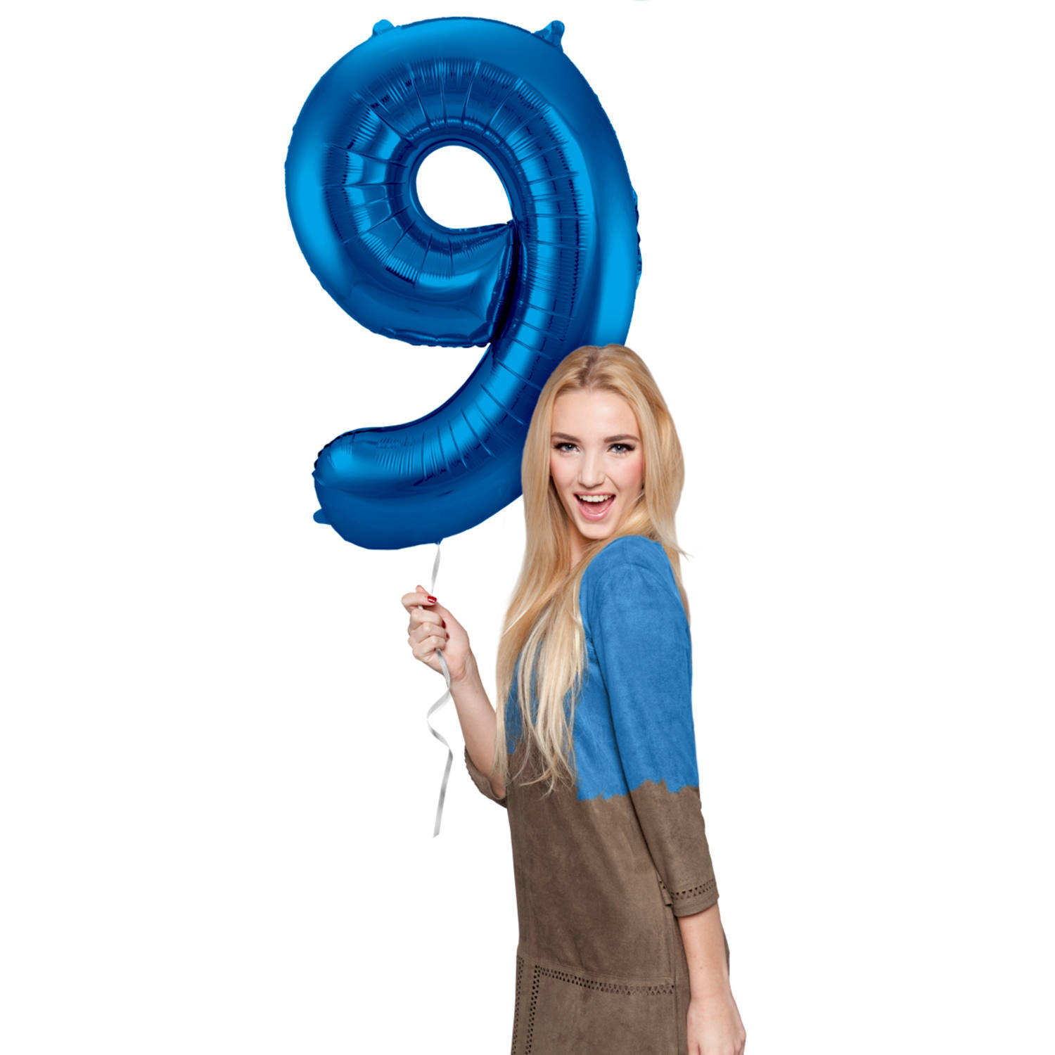 Foil Balloon Number 9 - Blue - 86 cm