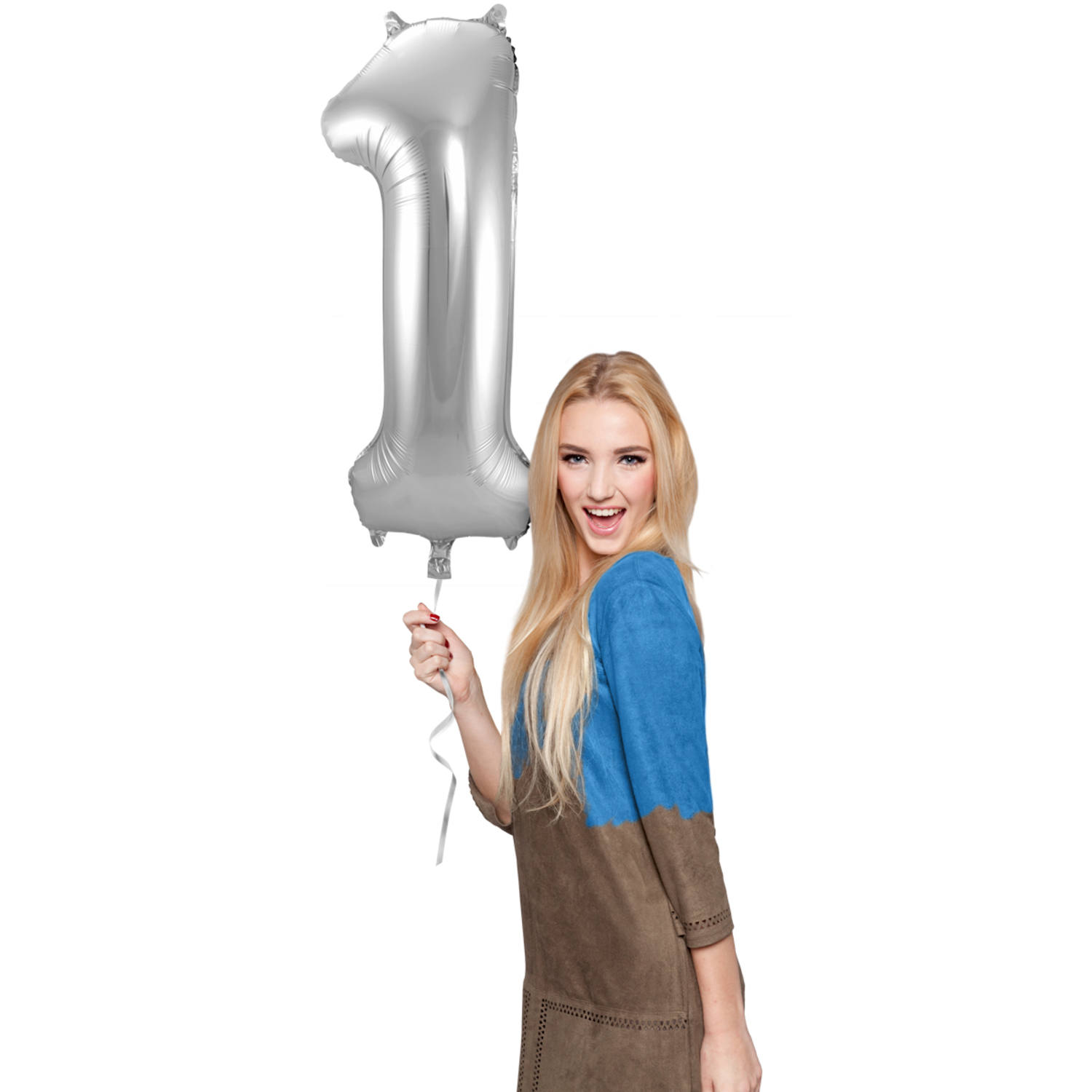 Foil Balloon Number 1 - Silver - 86 cm