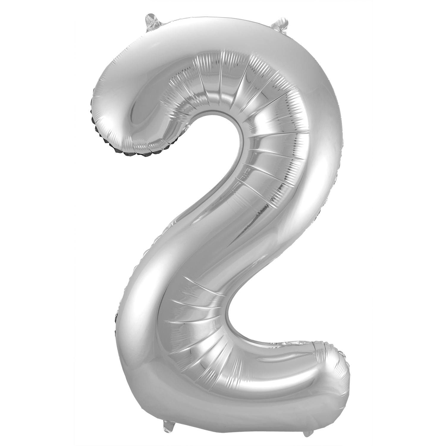 Foil Balloon Number 2 - Silver - 86 cm