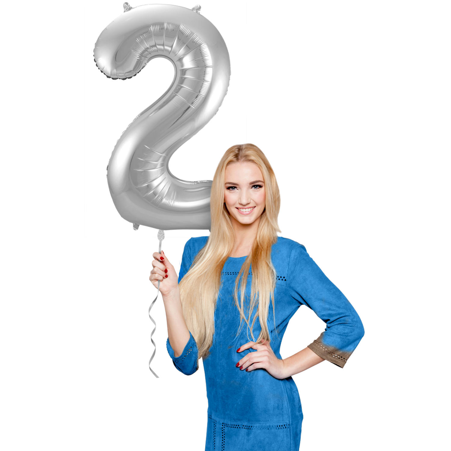 Foil Balloon Number 2 - Silver - 86 cm