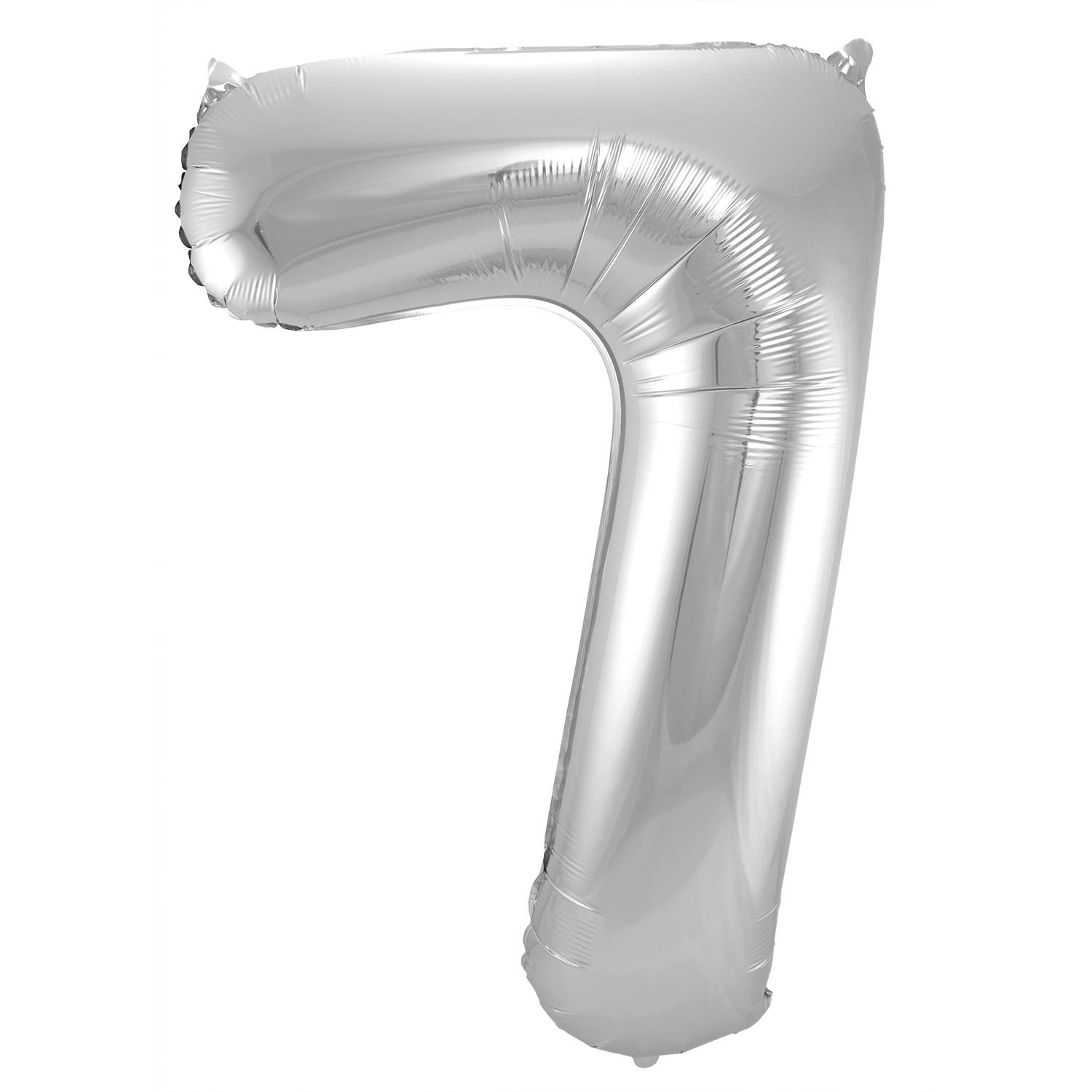Foil Balloon Number 7 - Silver - 86 cm
