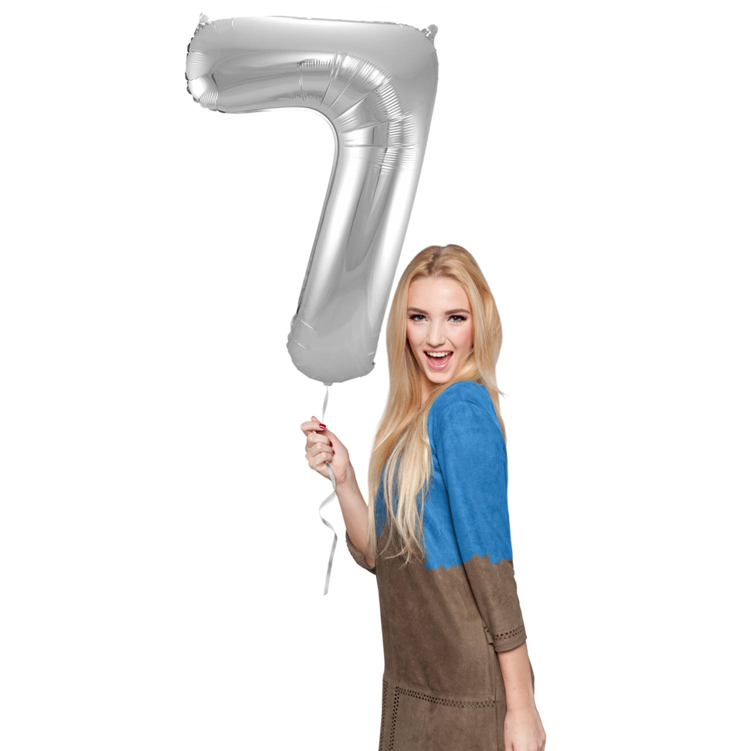 Foil Balloon Number 7 - Silver - 86 cm