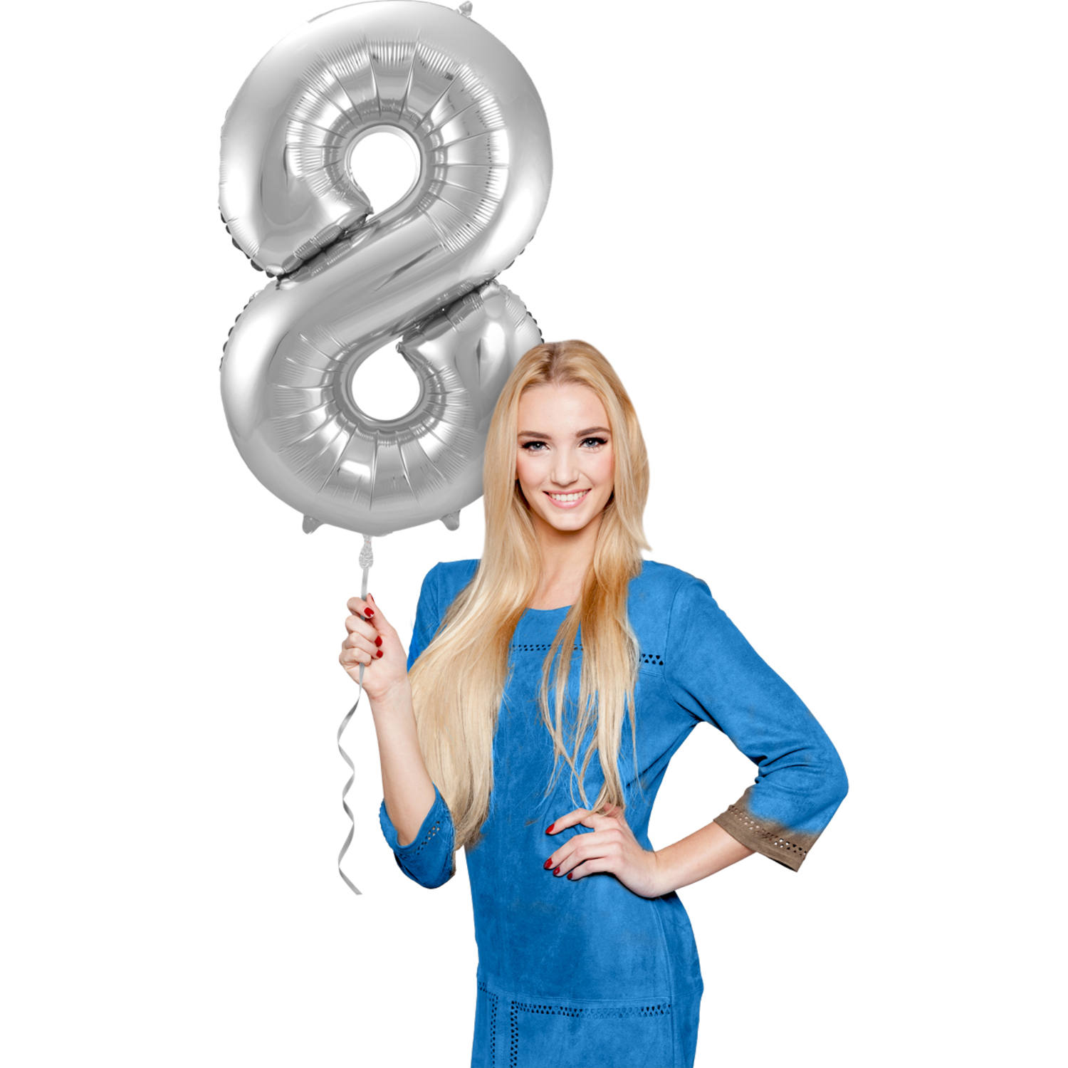 Foil Balloon Number 8 - Silver - 86 cm