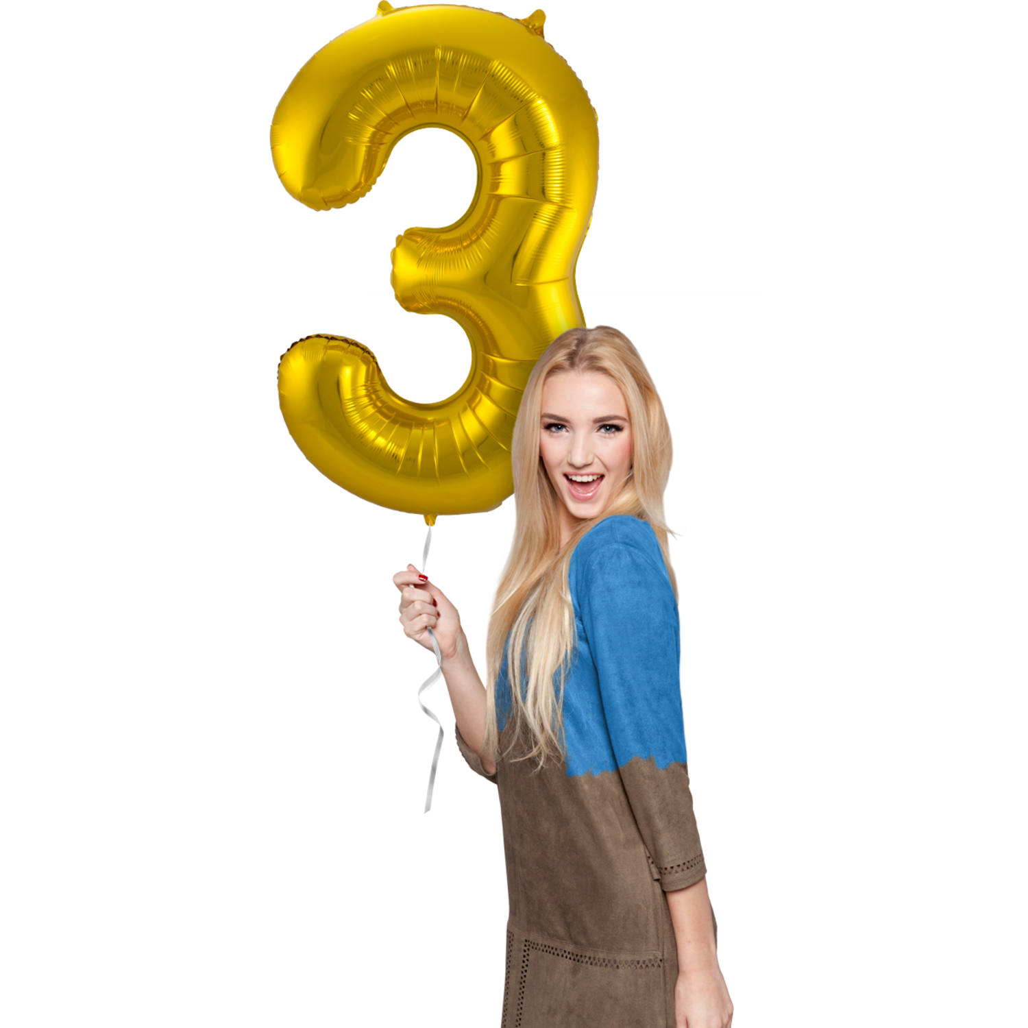 Foil Balloon Number 3 - Gold - 86 cm