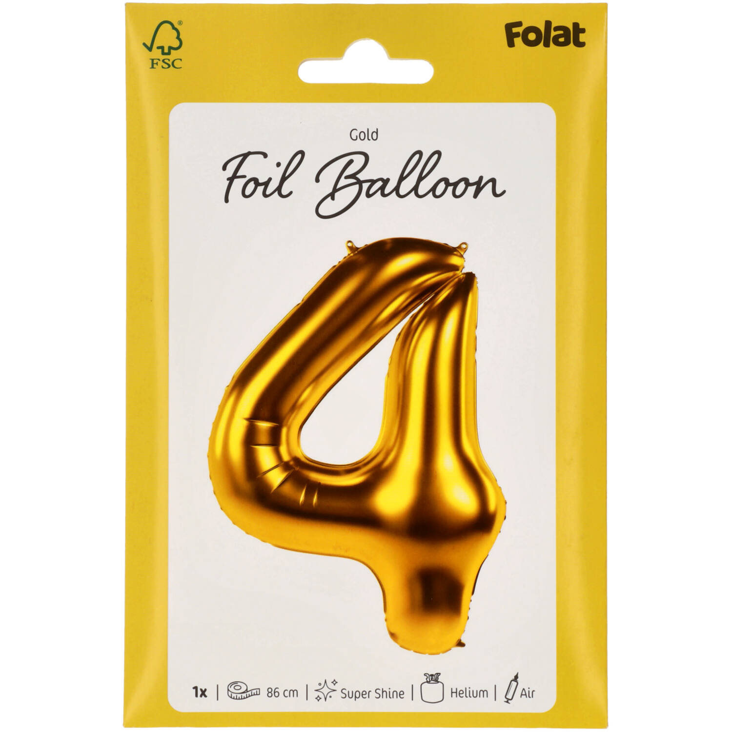 Foil Balloon Number 4 - Gold - 86 cm
