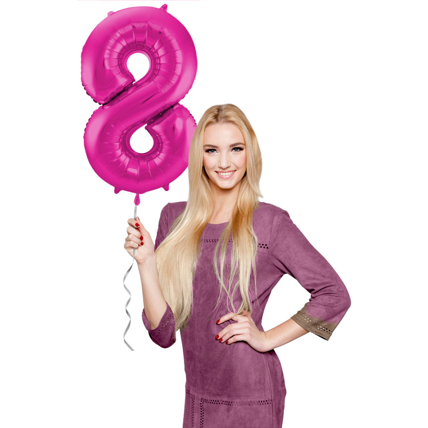 Foil Balloon Number 8 - Magenta - 86 cm