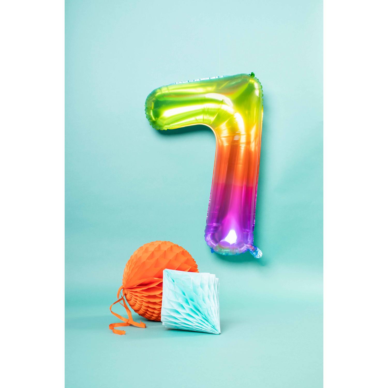Foil Balloon Shaped Number 7 Yummy Gummy Rainbow - 81 cm