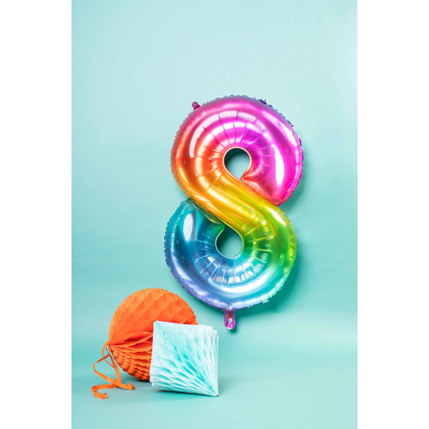 Foil Balloon Shaped Number 8 Yummy Gummy Rainbow - 81 cm