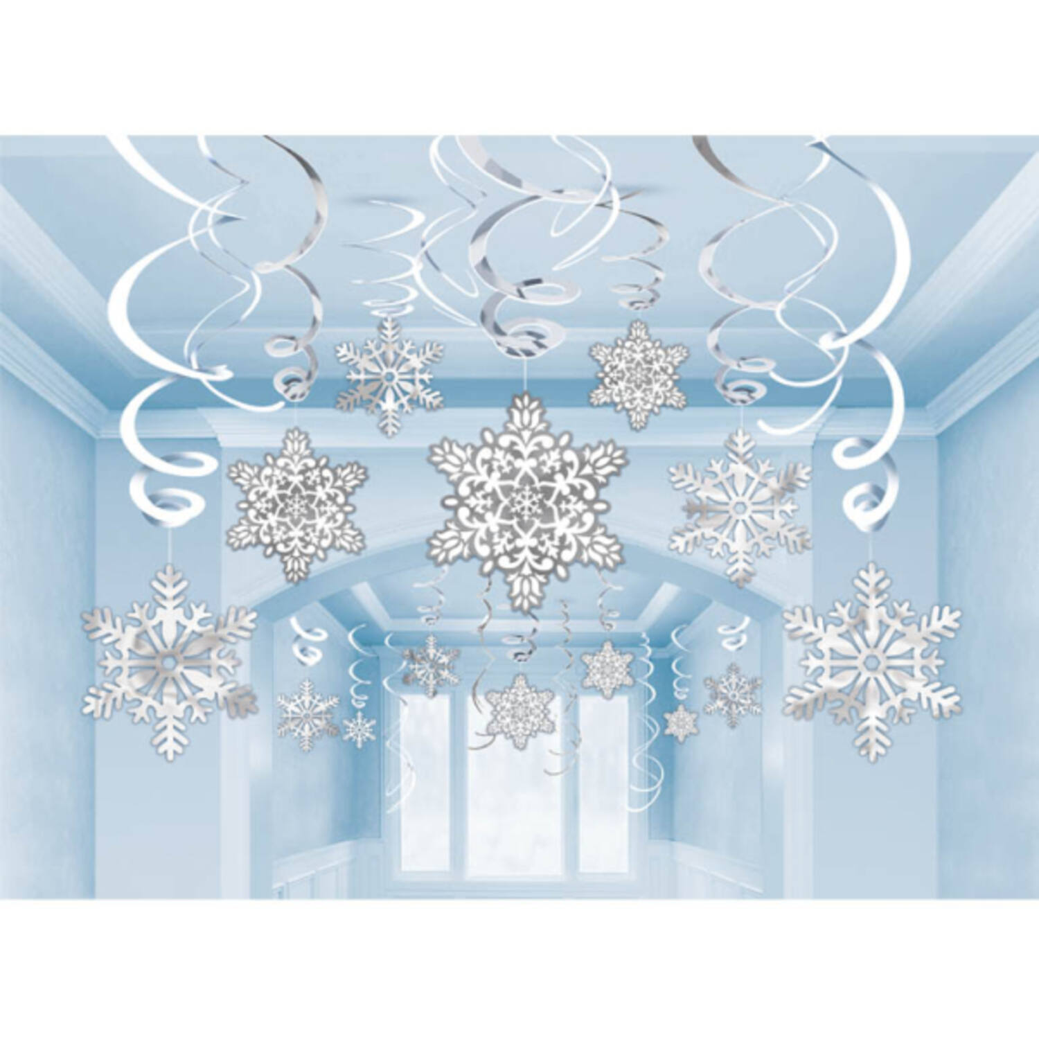 30 Swirl Decorations Snowflake Foil / Paper 61 cm