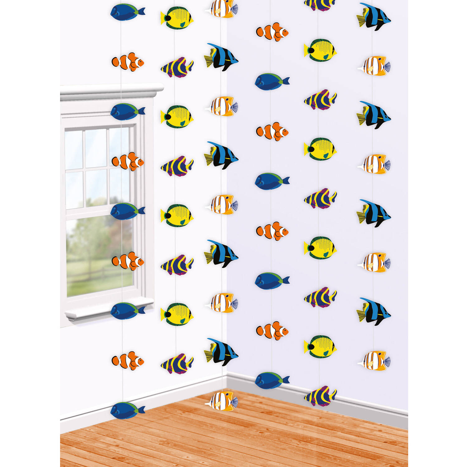 6 String Decorations Tropical Fish Foil 213 cm