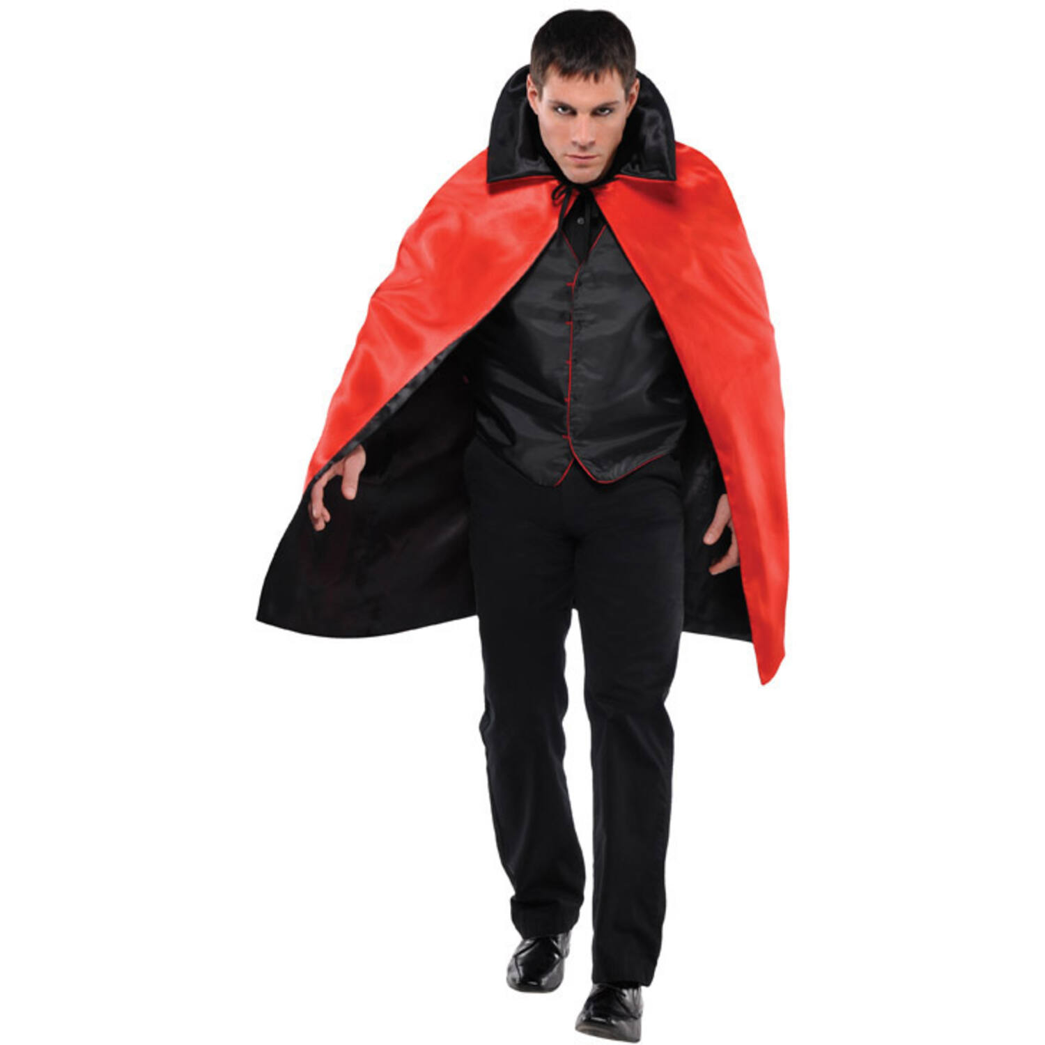Cape with Collar Black & Red Reversible One Size