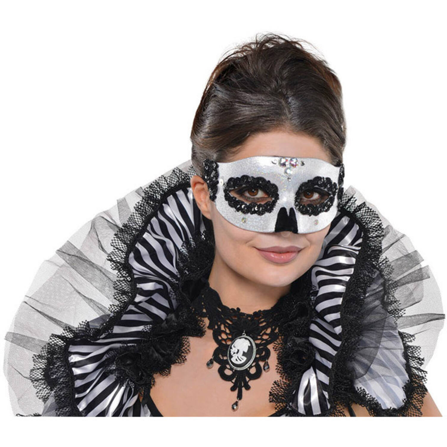 Mask Venetian Skull Black & Bone One Size