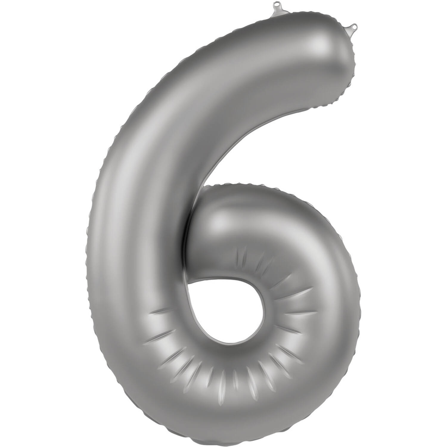 Foil balloon Number 6 - Moonlight Silver - Satin Gloss - 86 cm