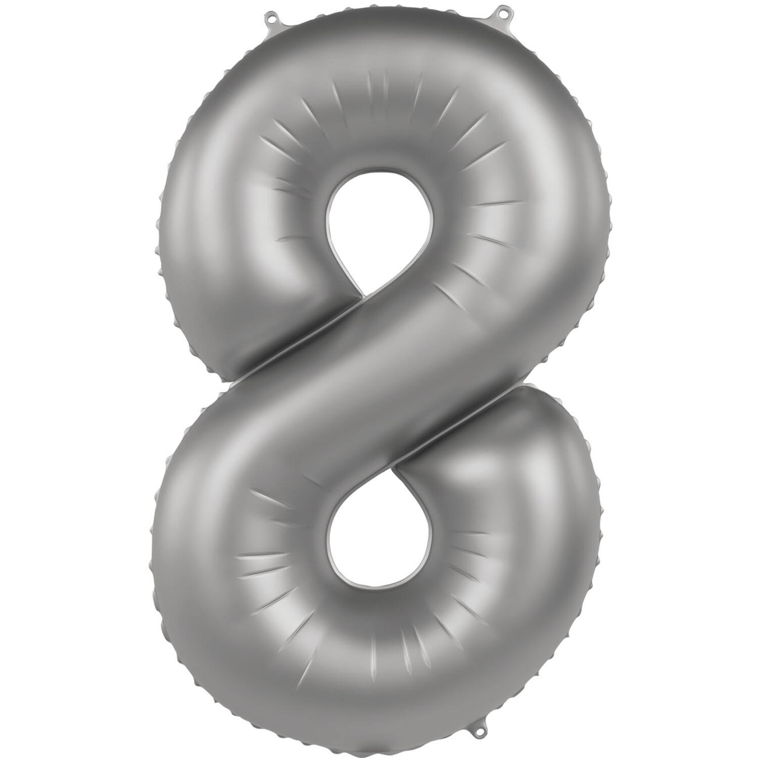 Foil balloon Number 8 - Moonlight Silver - Satin Gloss - 86 cm