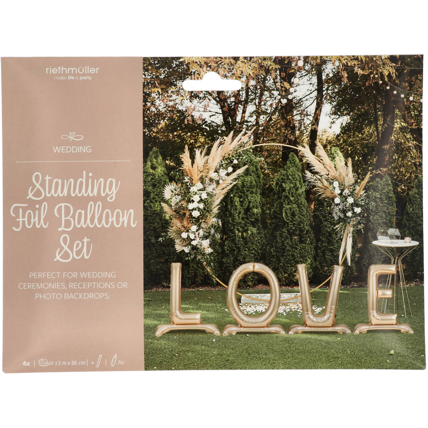Standing Foil Balloon Set - L O V E - 86 cm