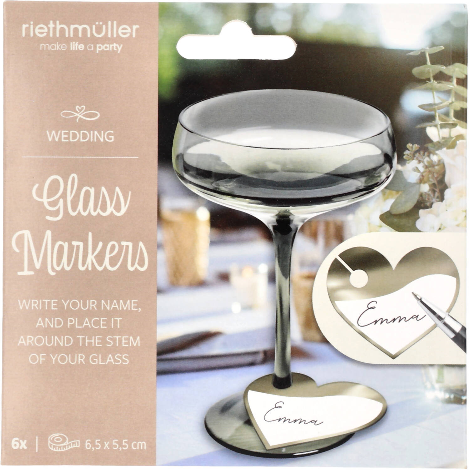 Glass Markers - Wedding - 6 pieces