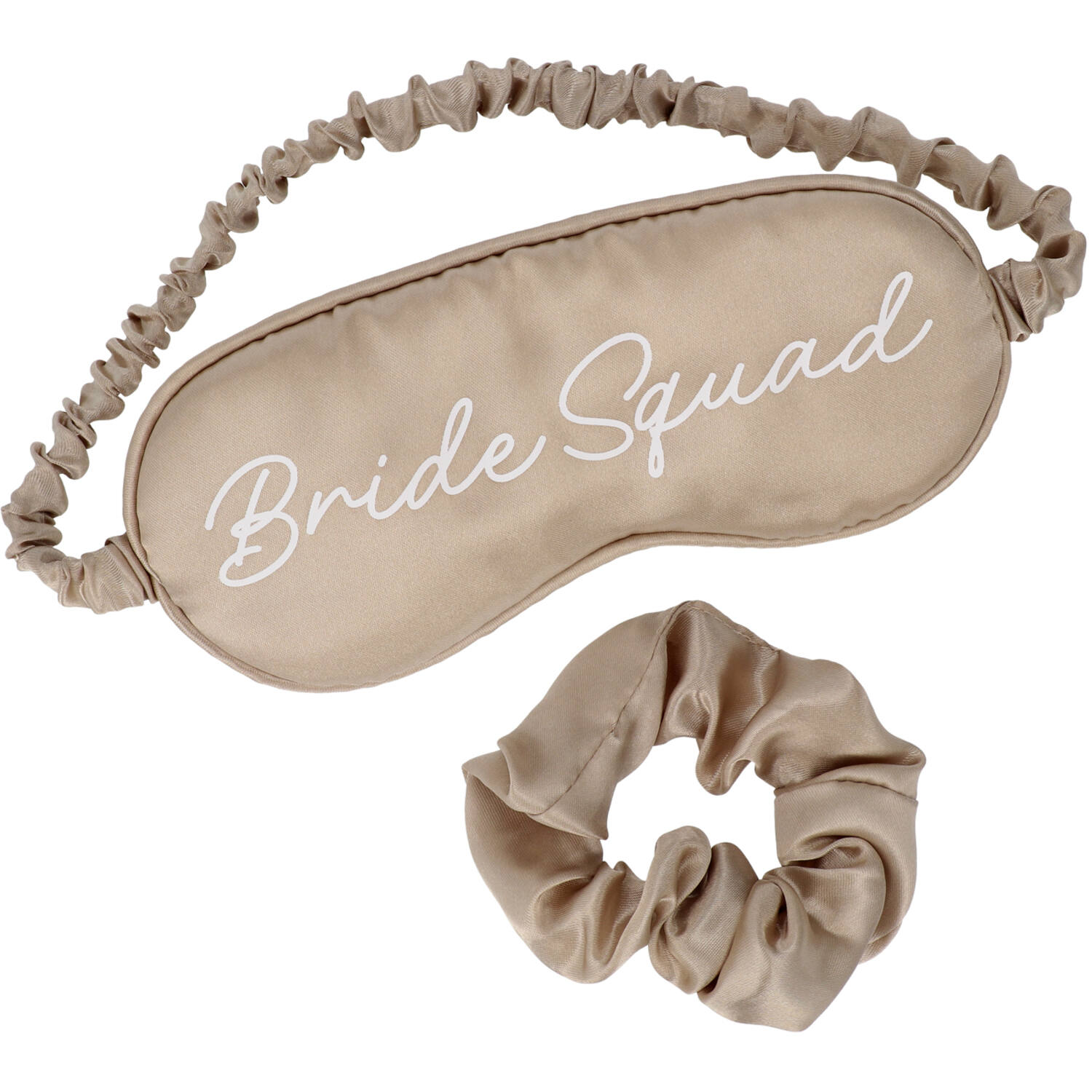 Sleep Mask & Scrunchie - Bride Squad - Wedding - Cream