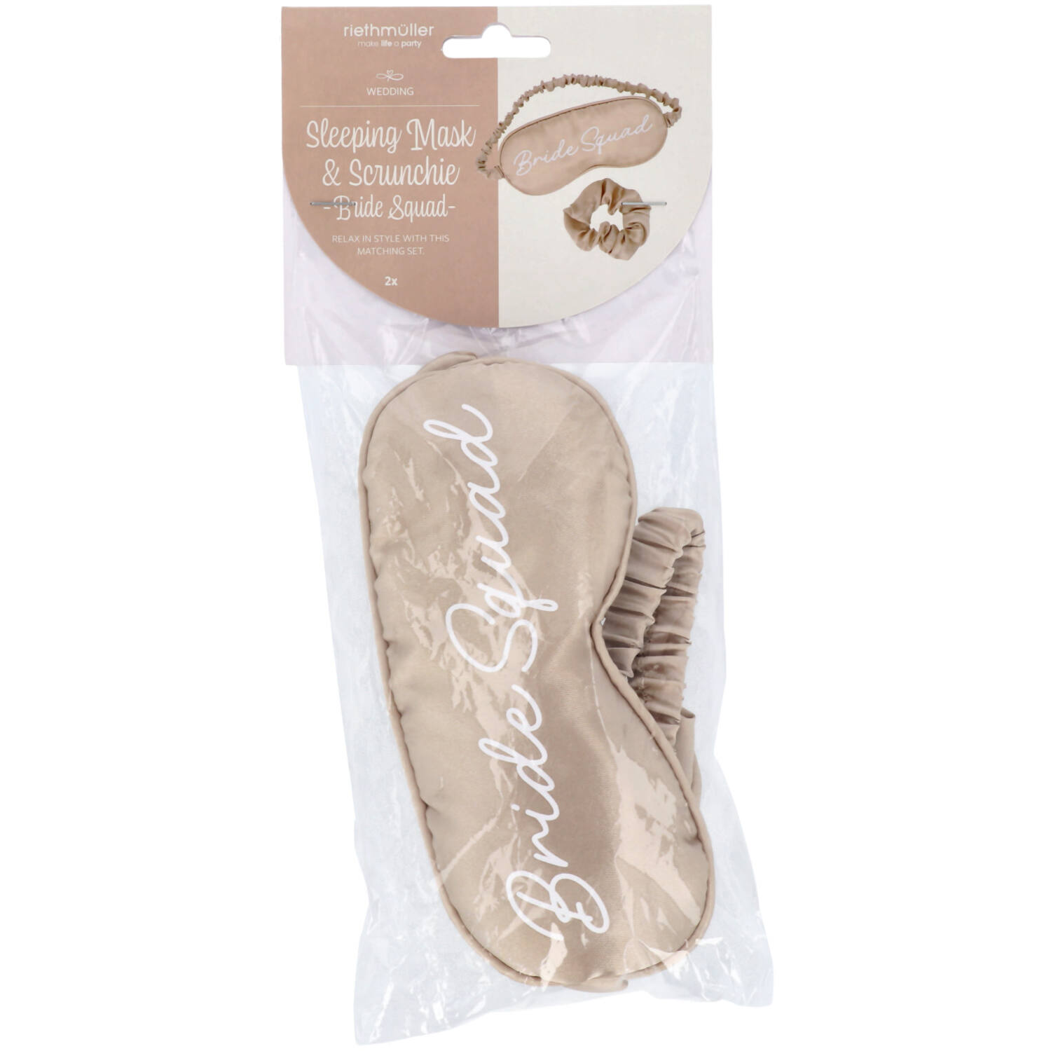 Sleep Mask & Scrunchie - Bride Squad - Wedding - Cream