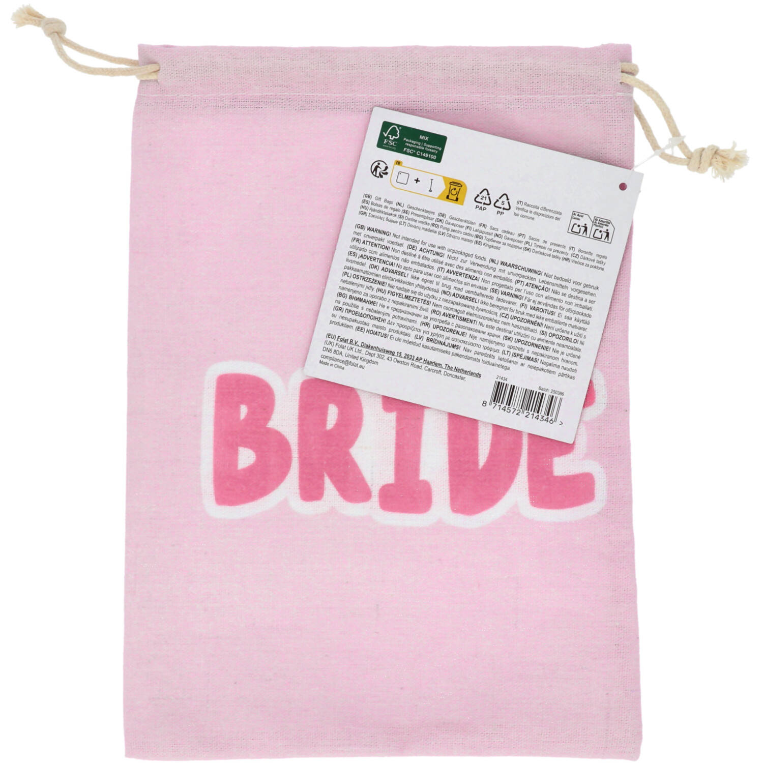Gift bag - Bride - She Said Yaasss - Polyester - Pink