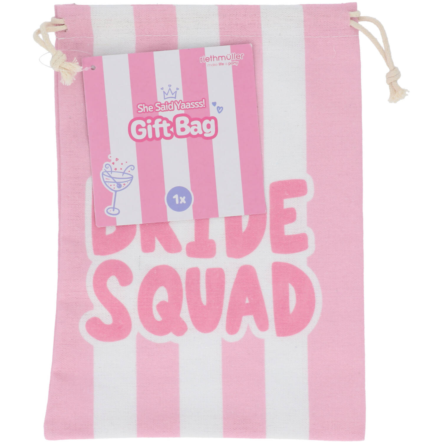 Gift bag - Bride Squad - She Said Yaasss - Polyester - Pink/White