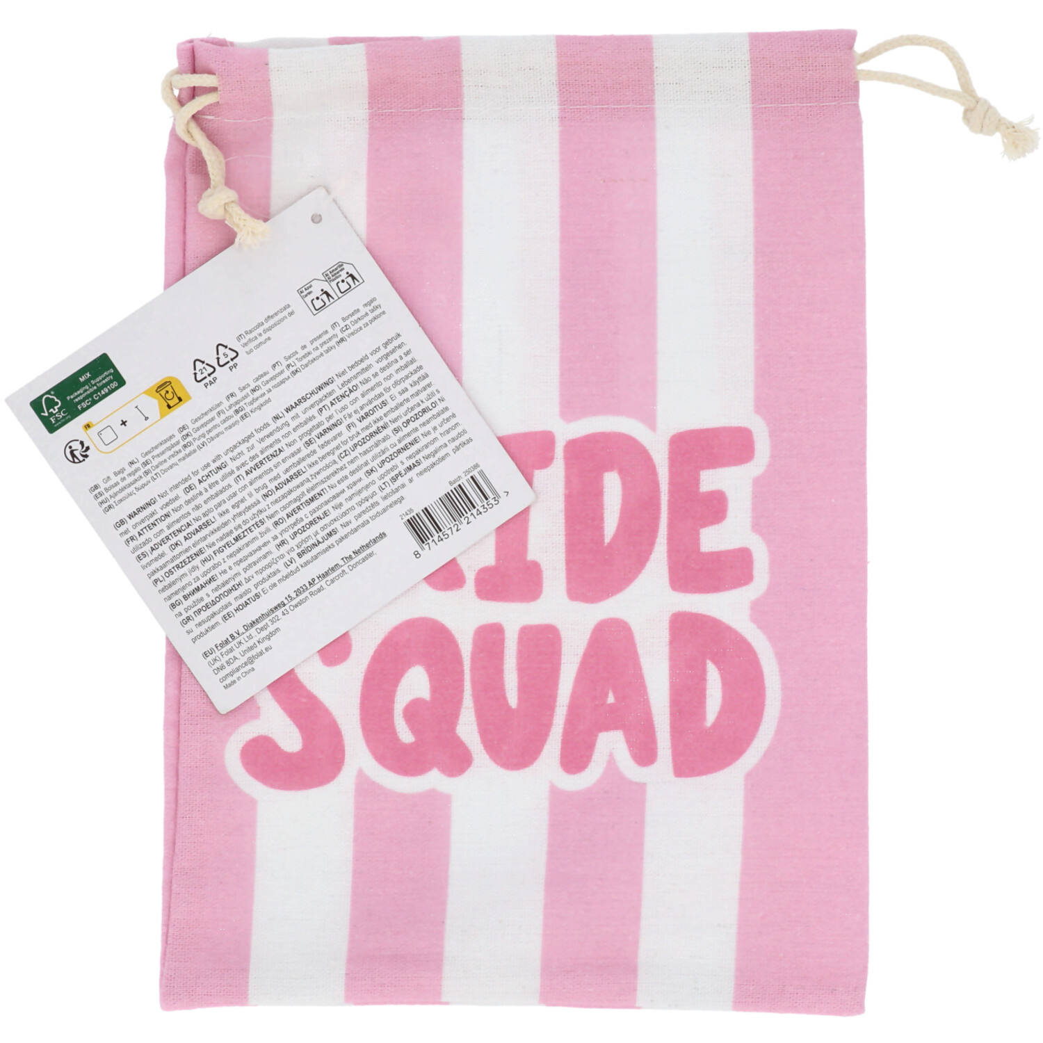 Gift bag - Bride Squad - She Said Yaasss - Polyester - Pink/White