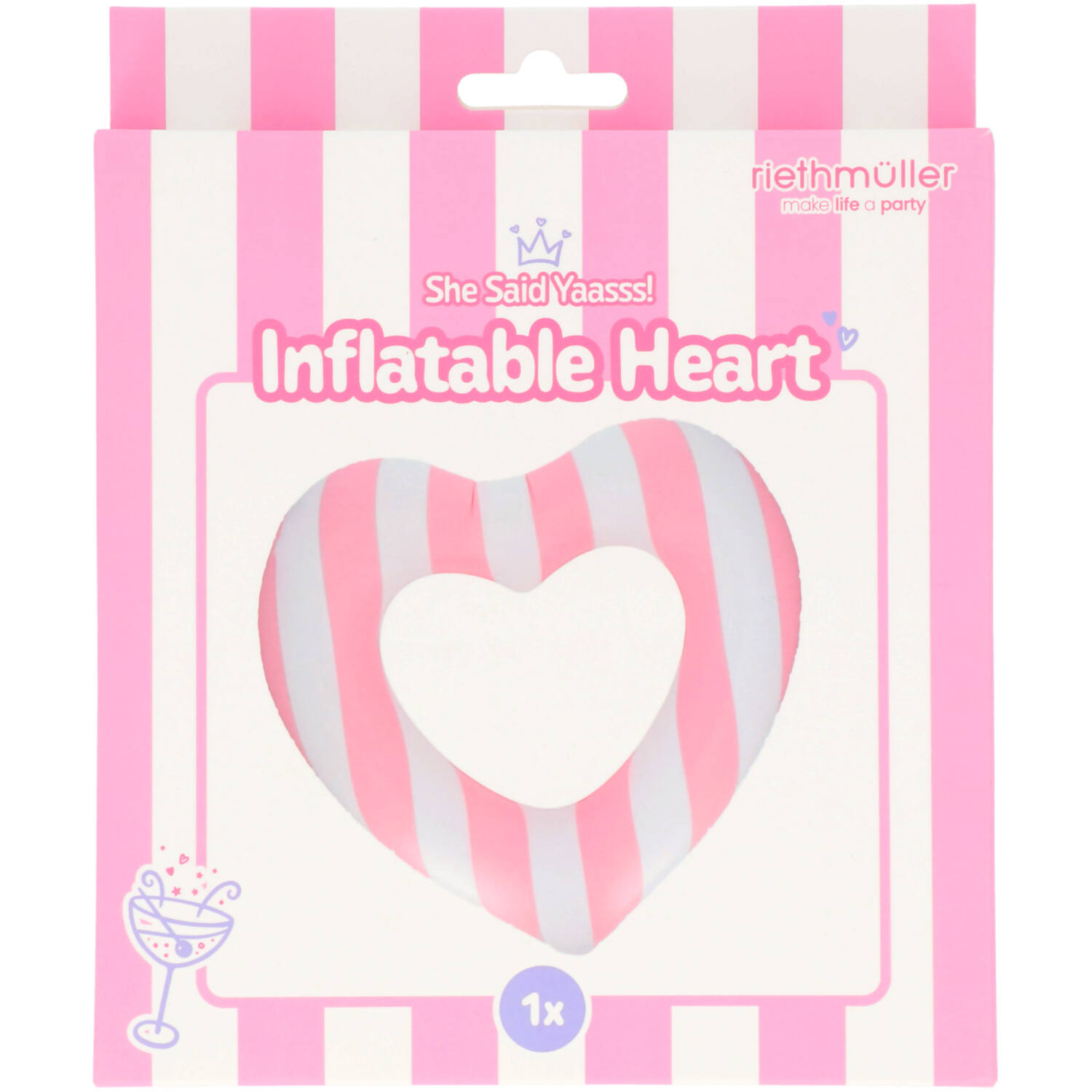 Inflatable picture frame - Heart - She Said Yaasss - Pink/White - 75 cm