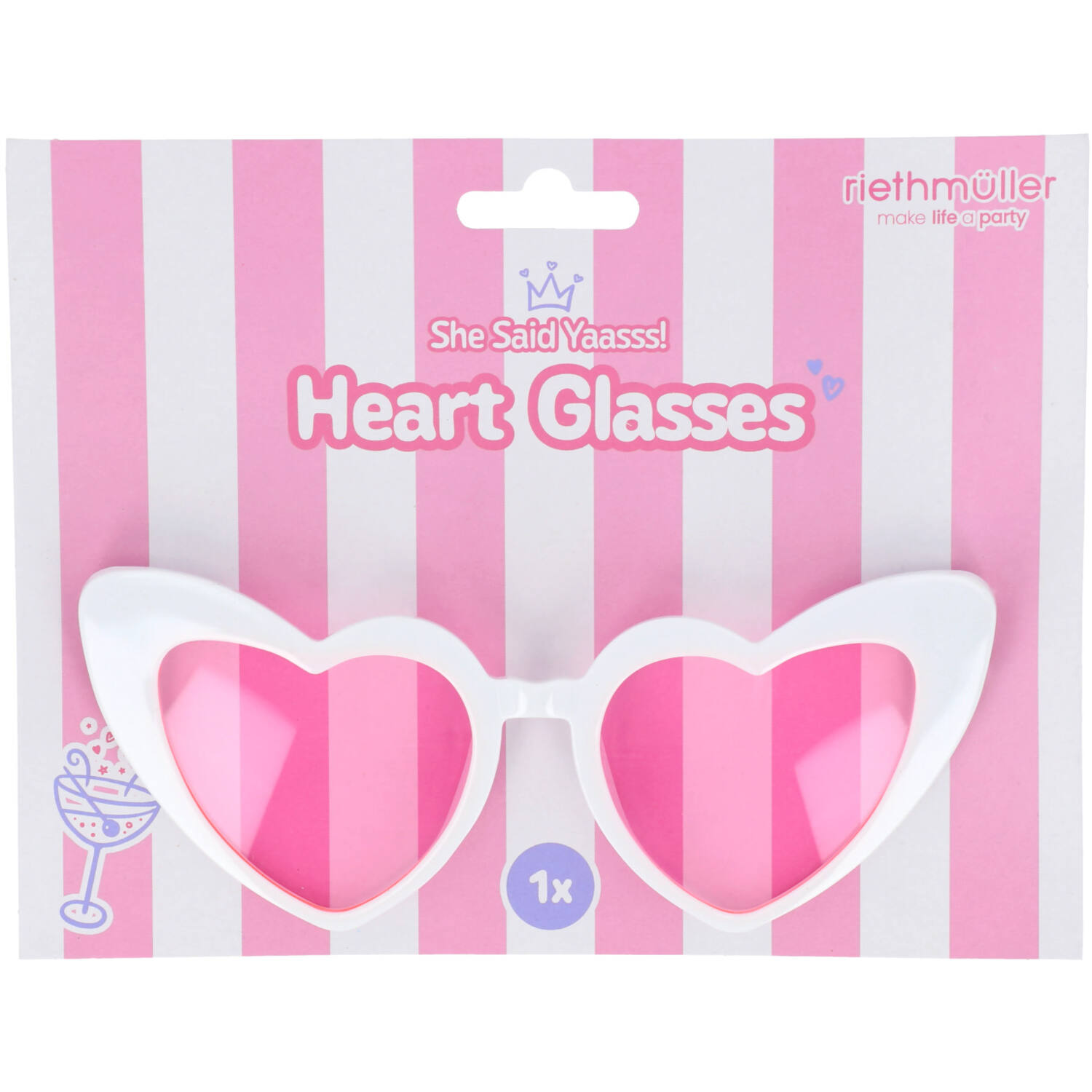 Glasses - Heart - She Said Yaasss - White