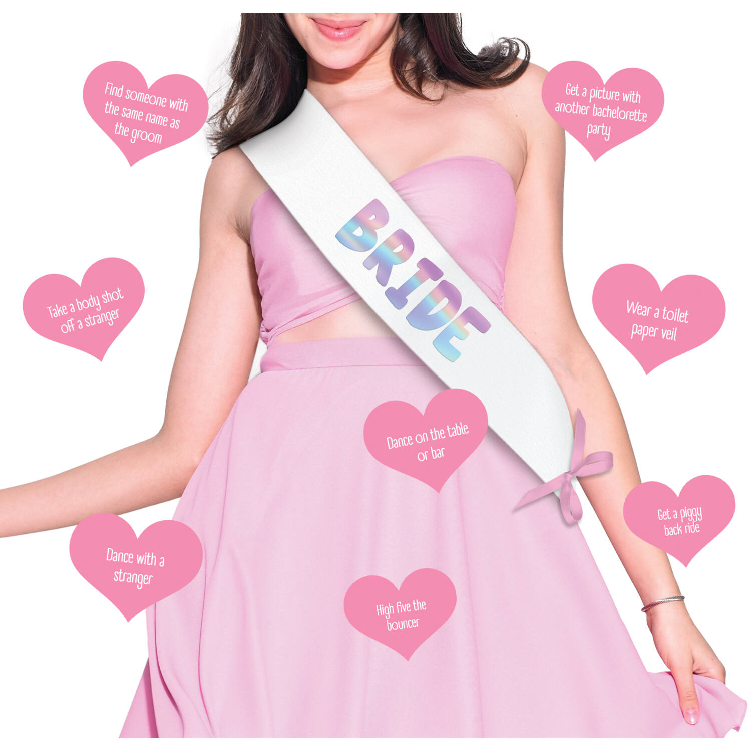 Sash and stickers - Bride - She Said Yaasss - White - 1.5 meter