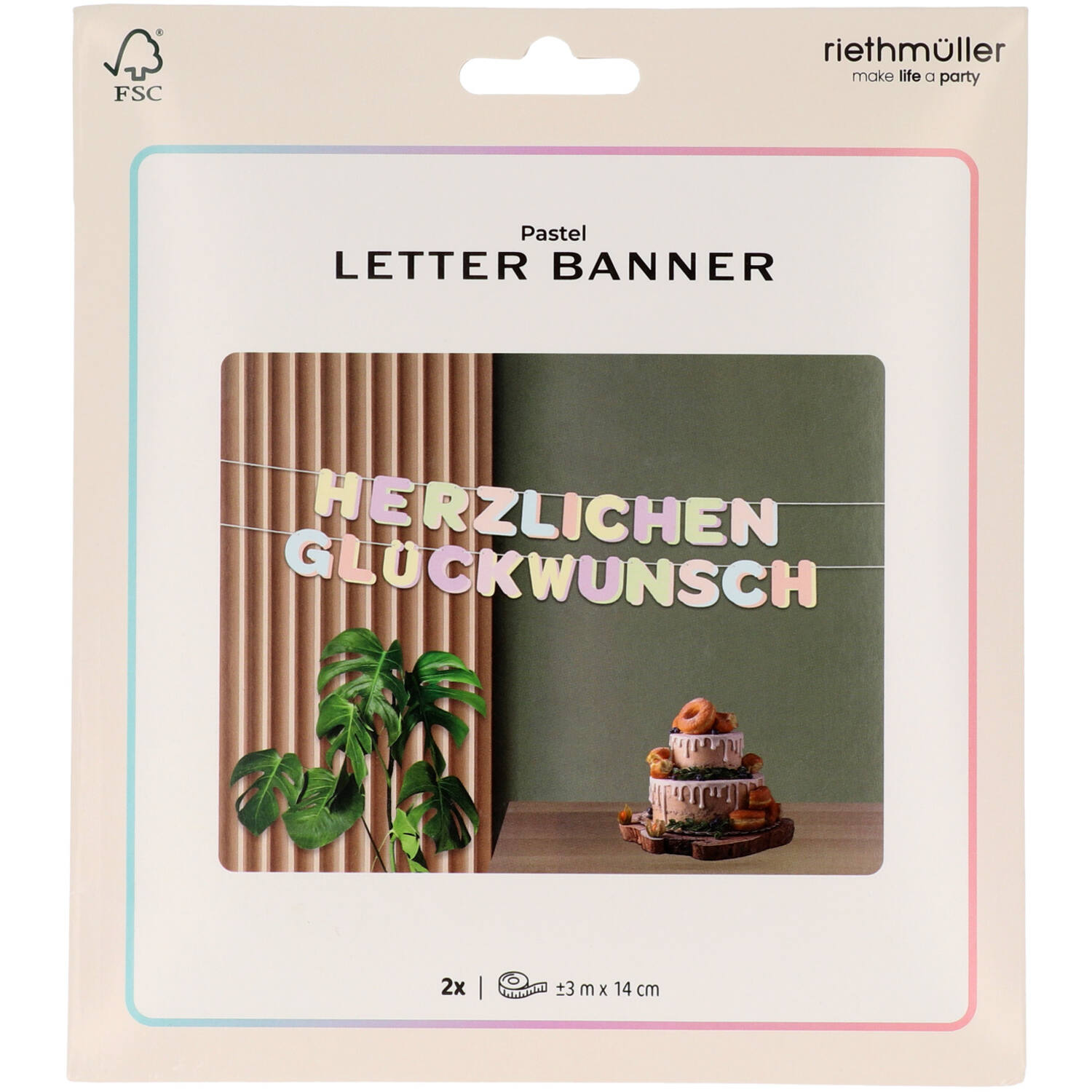 Letter Banner - HERZLICHEN GLÜCKWUNSCH - Dreamy Pastels - 3 metres