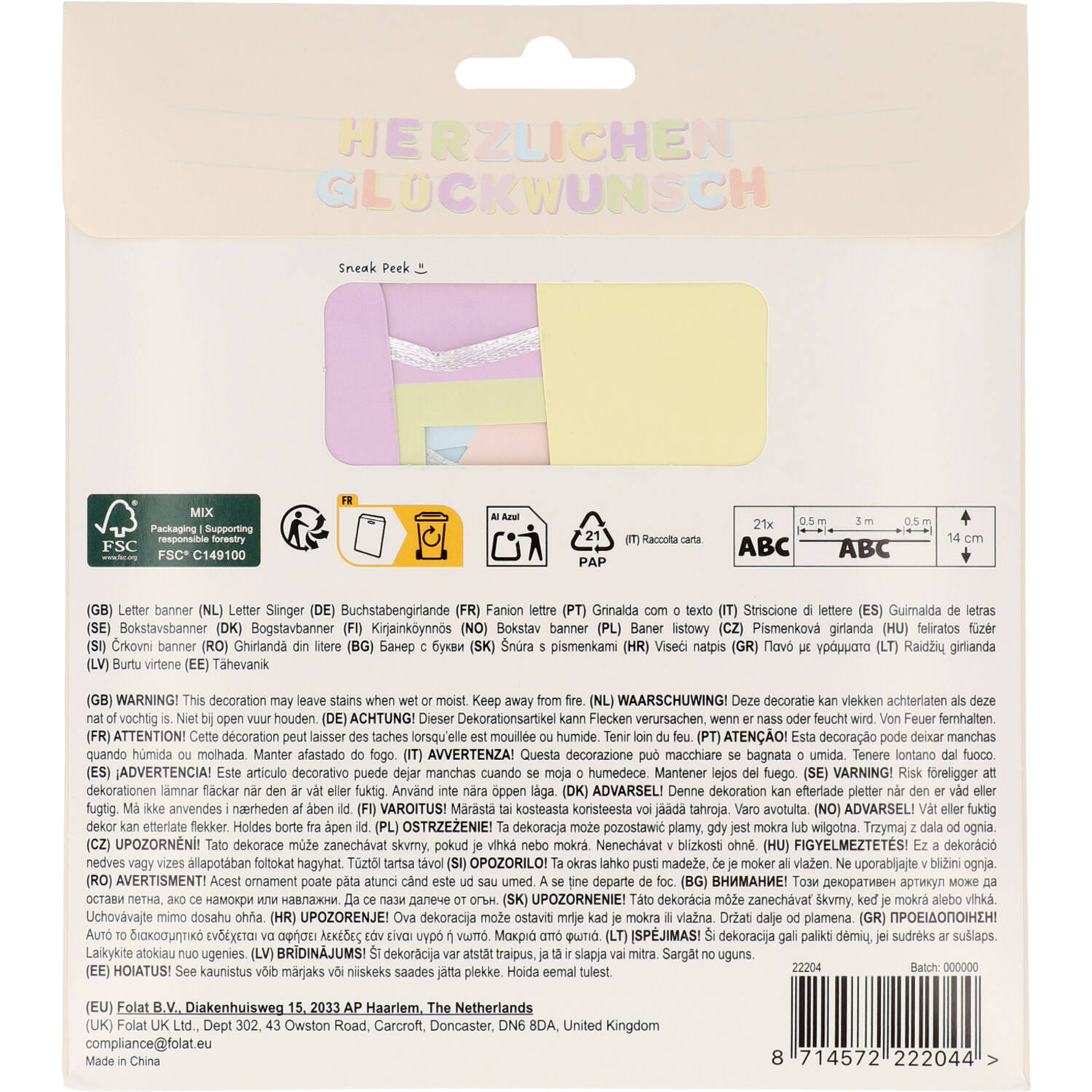 Letter Banner - HERZLICHEN GLÜCKWUNSCH - Dreamy Pastels - 3 metres