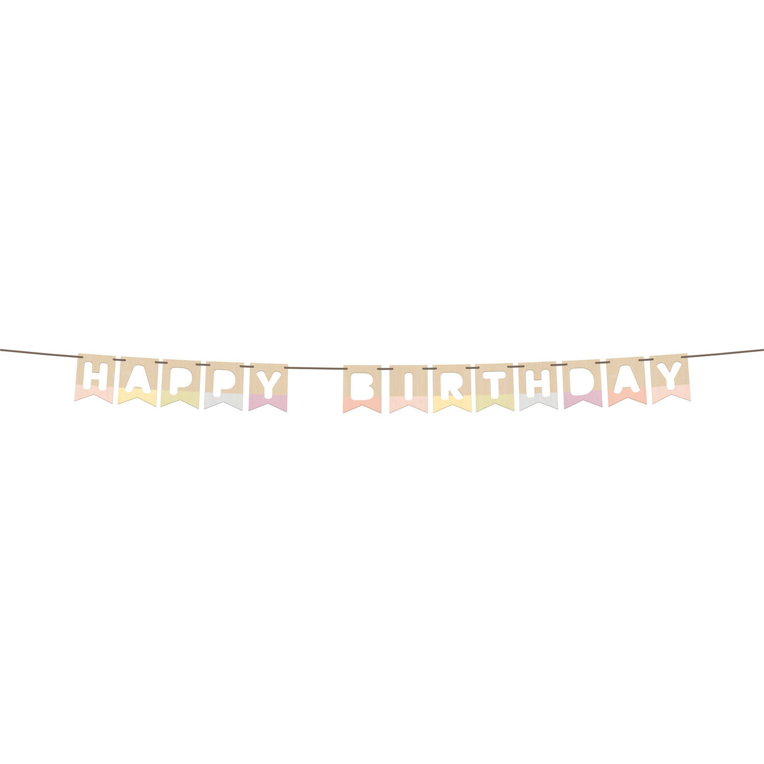 Flag Banner - HAPPY BIRTHDAY - Dreamy Pastels - Wood - 4 metres