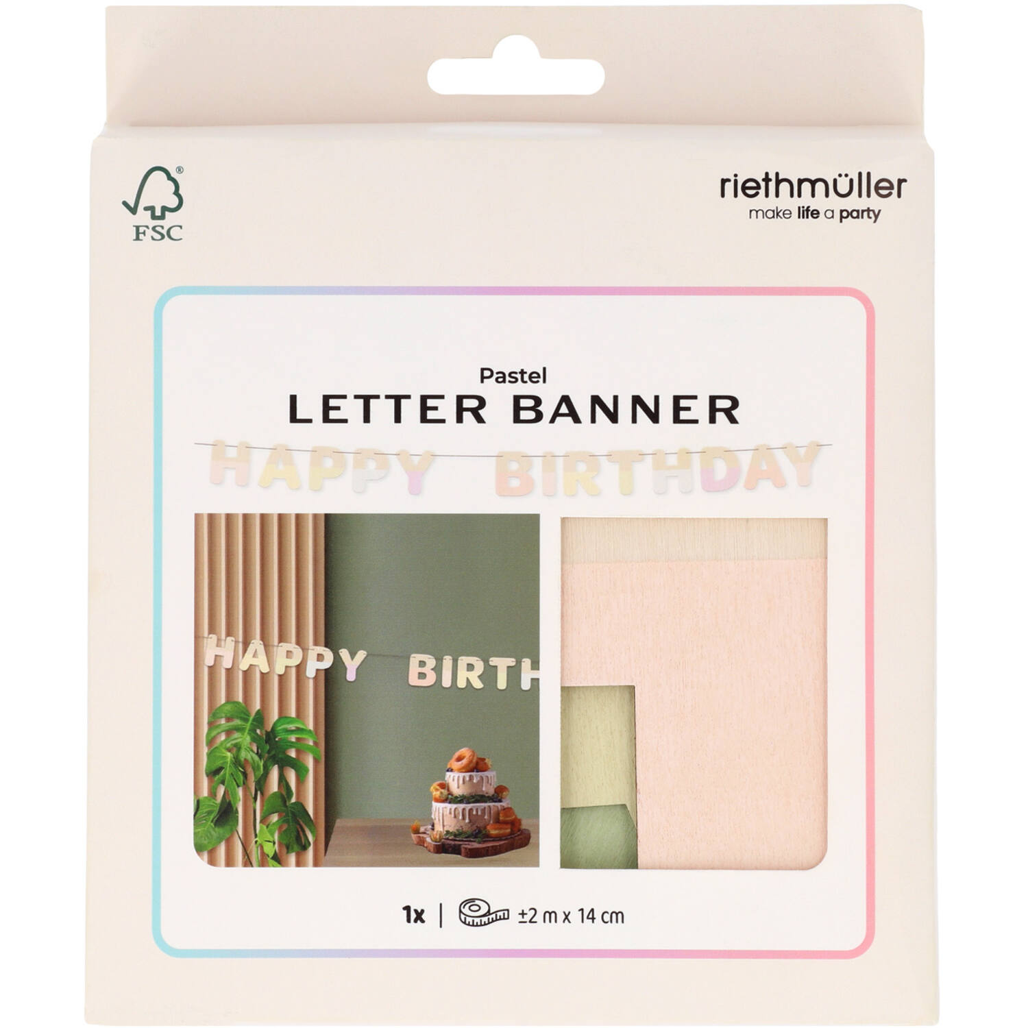 Letter Banner - HAPPY BIRTHDAY - Dreamy Pastels - Wood - 4 metres