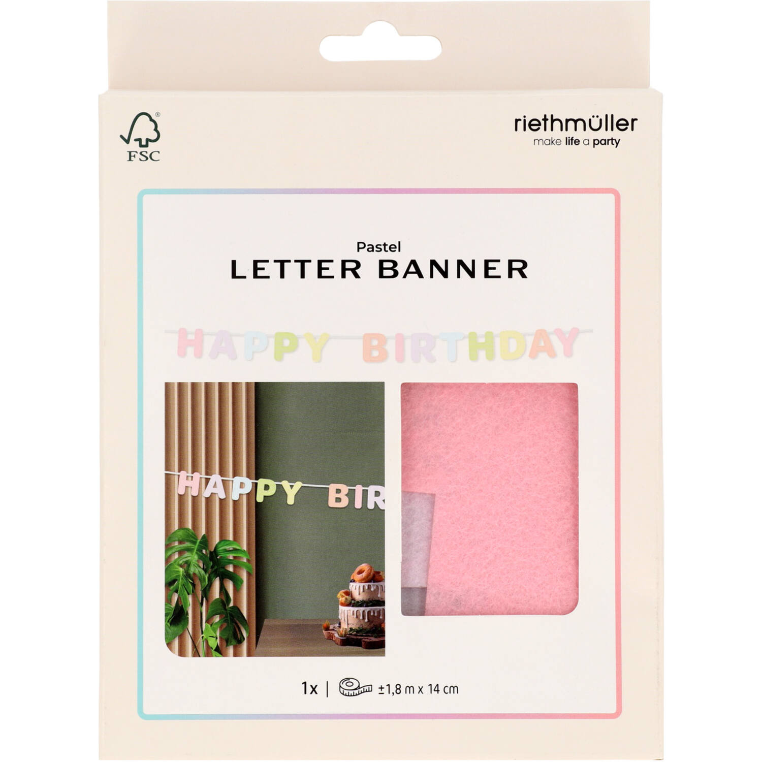 Letter Banner - HAPPY BIRTHDAY - Dreamy Pastels - Felt - 2.8 metres