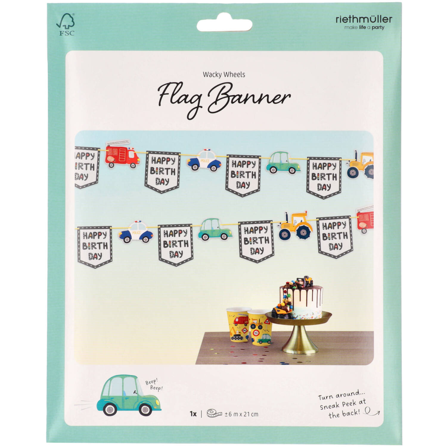 Flag Banner - Wacky Wheels - 6 meter