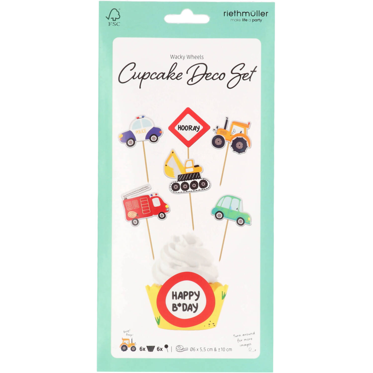 Cupcake Deco Set - Wacky Wheels - 6 sets