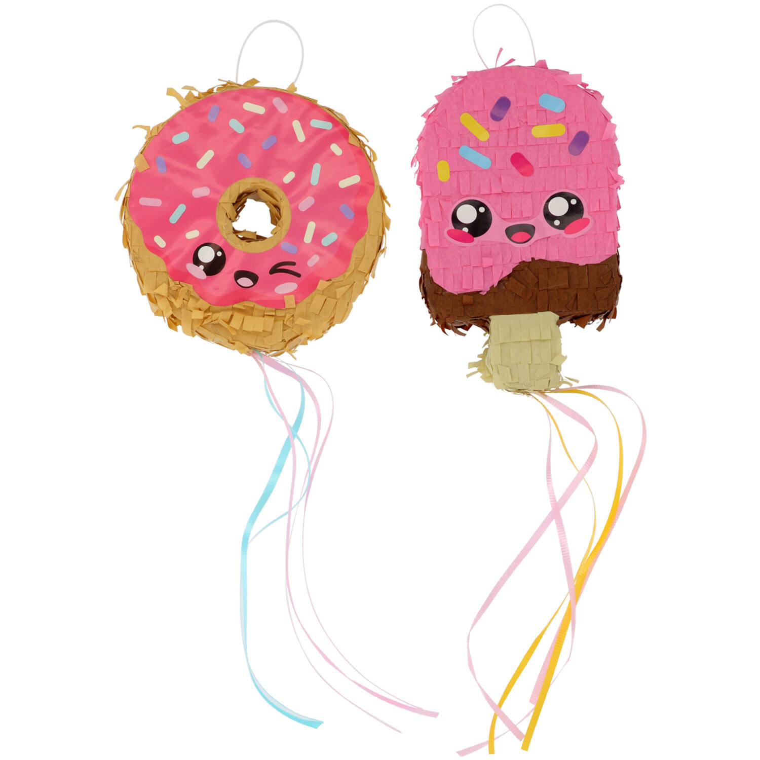 Mini Piñata Set - Donut & Ice Cream - Kawaii Party - 2 pieces