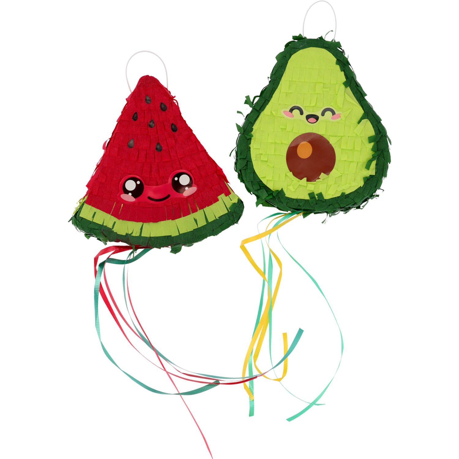 Mini Piñata Set - Avocado & Watermelon - Kawaii Party - 2 pieces