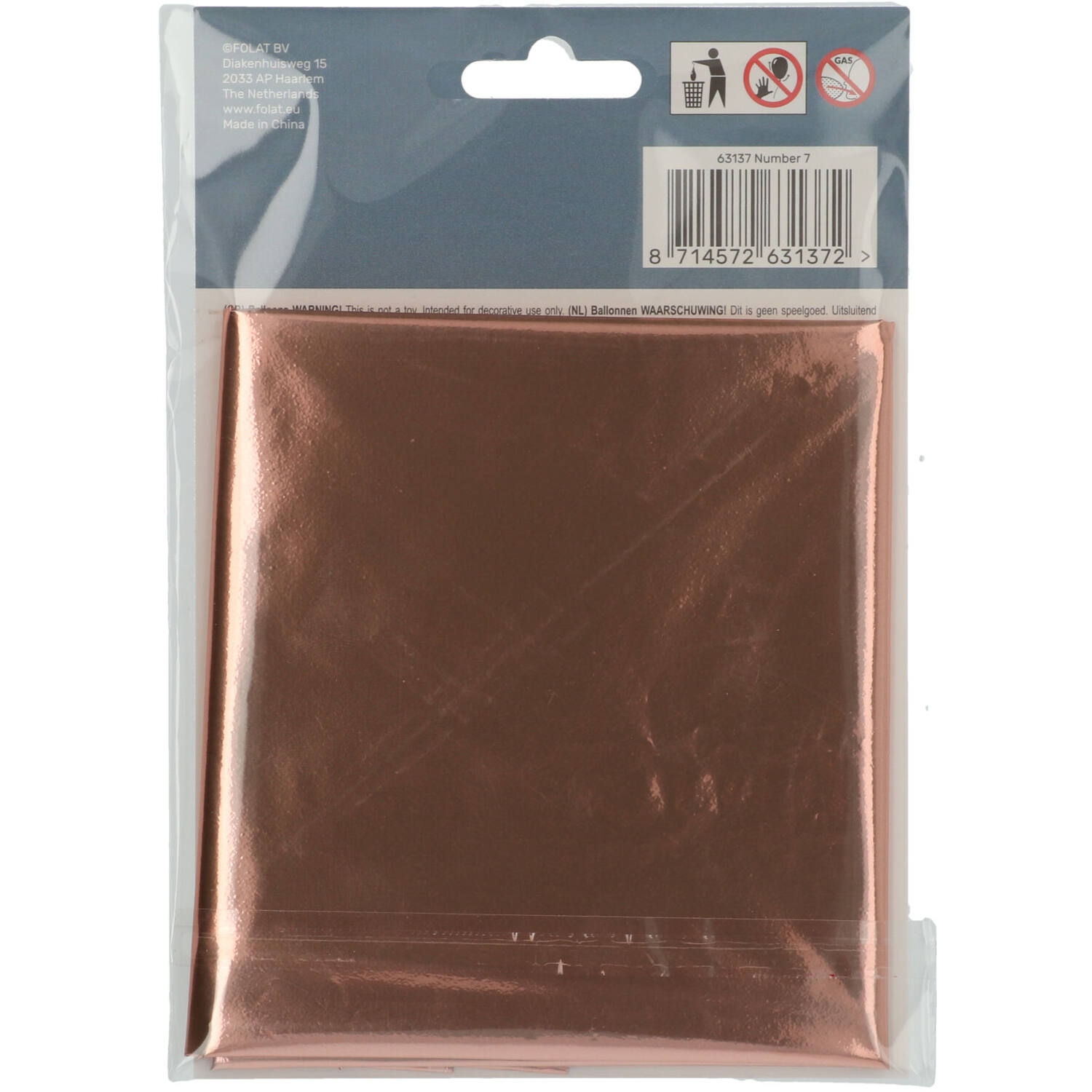 Foil Balloon Number 7 - Rose Gold - 86 cm