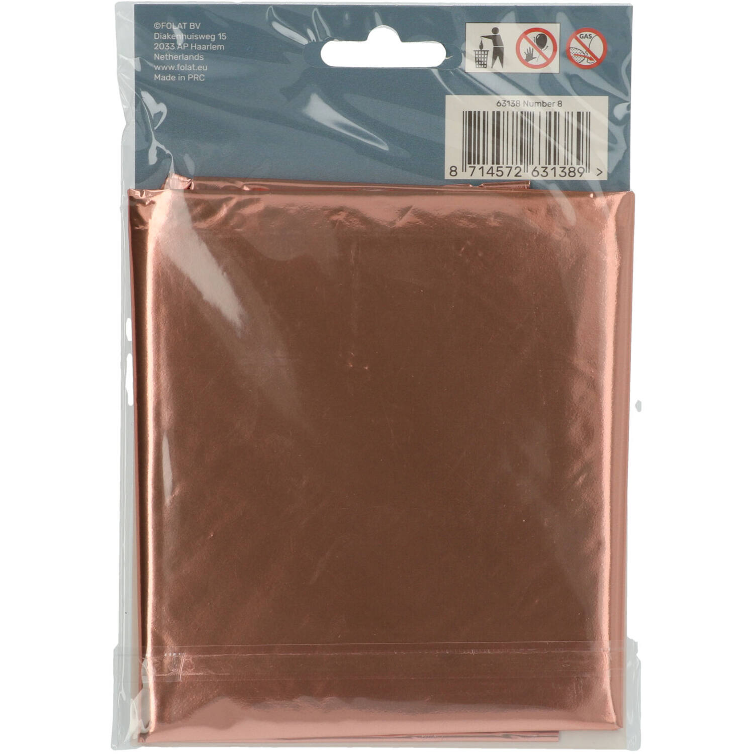 Foil Balloon Number 8 - Rose Gold - 86 cm
