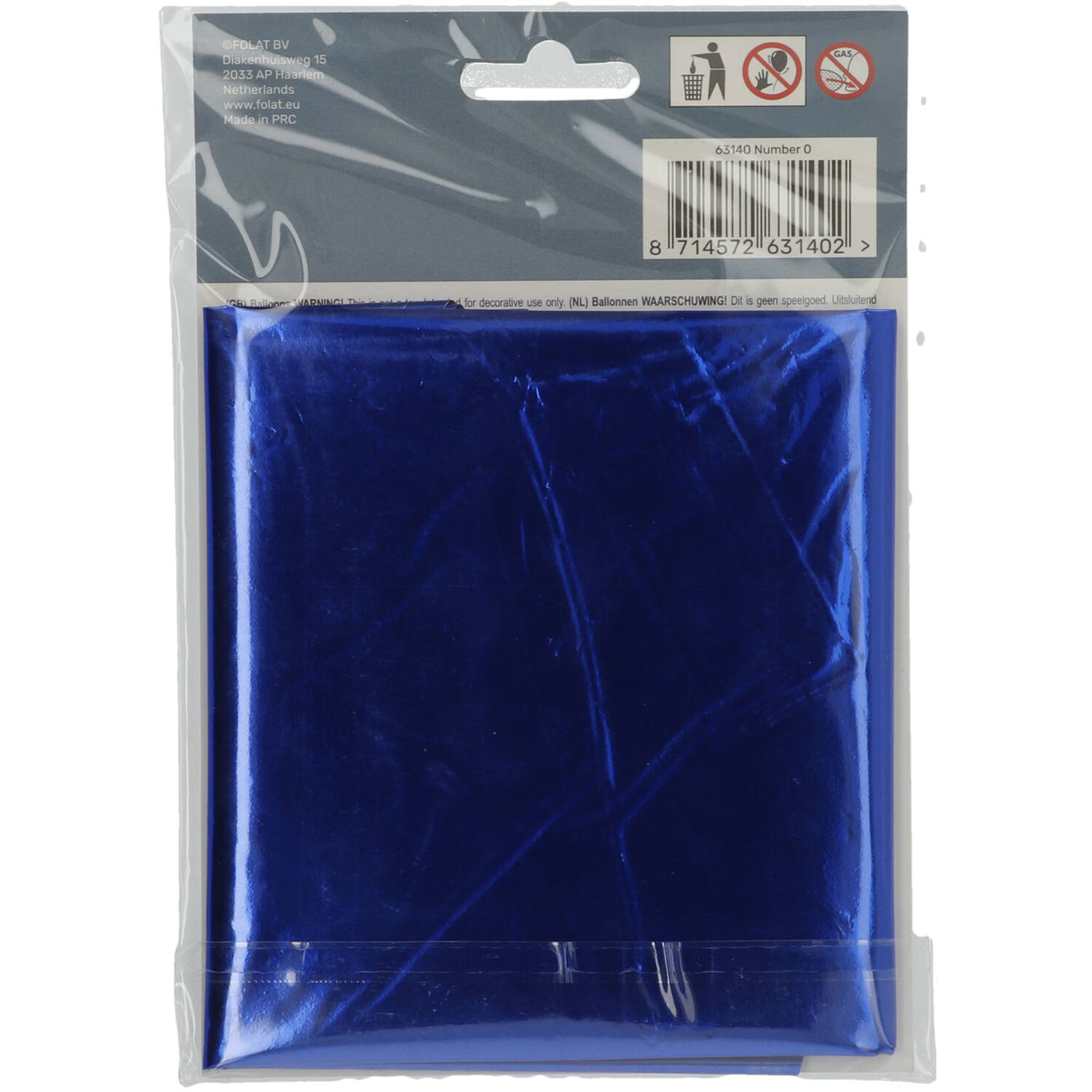 Foil Balloon Number 0 - Blue - 86 cm