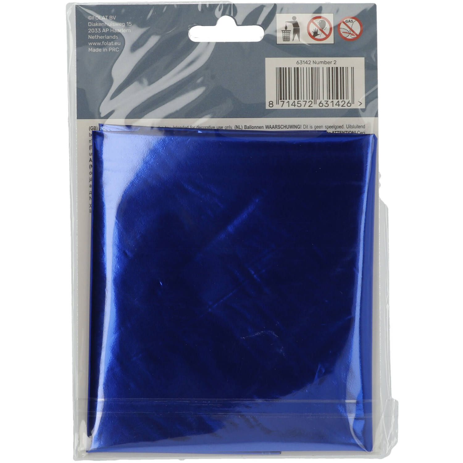Foil Balloon Number 2 - Blue - 86 cm