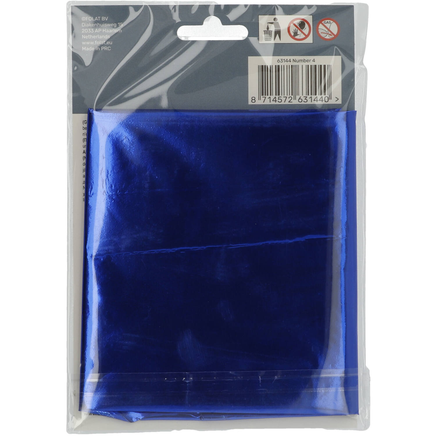 Foil Balloon Number 4 - Blue - 86 cm
