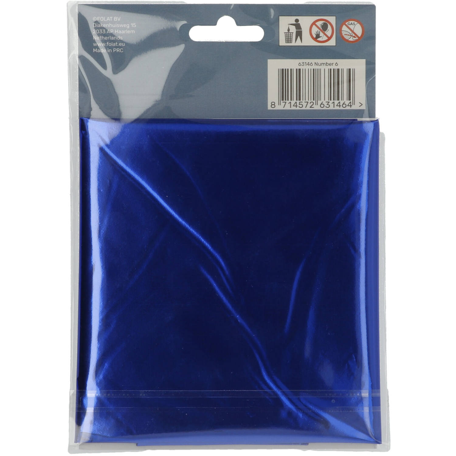 Foil Balloon Number 6 - Blue - 86 cm