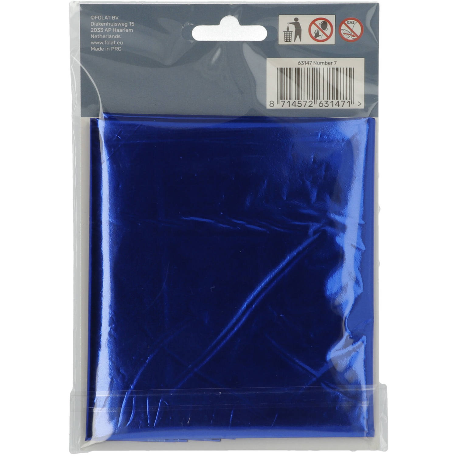 Foil Balloon Number 7 - Blue - 86 cm
