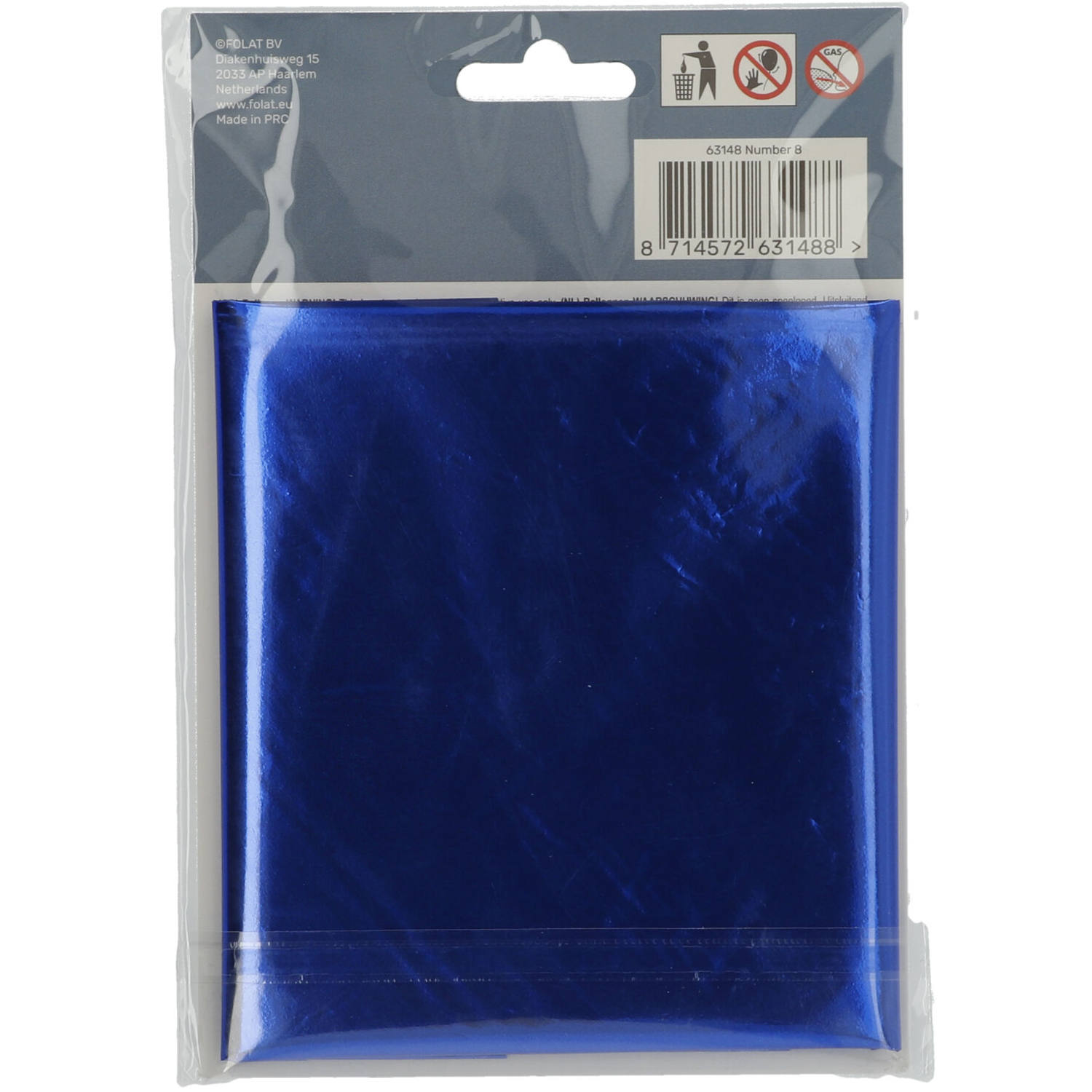 Foil Balloon Number 8 - Blue - 86 cm